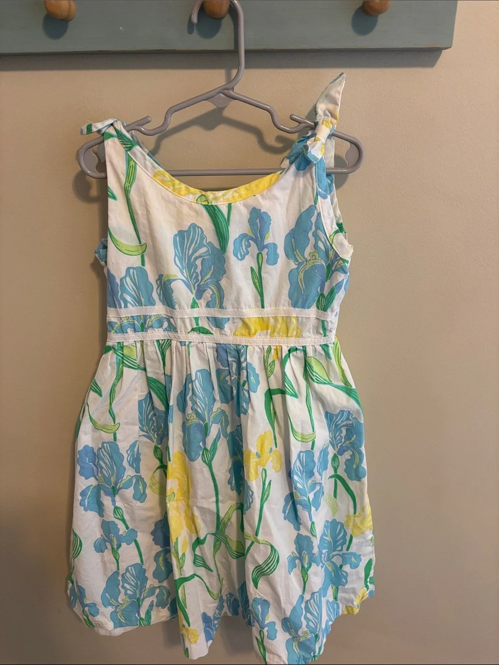 Lilly Pulitzer Girls Bloomin Irises Dress Size 7 Blue Yellow Floral Sleeveless